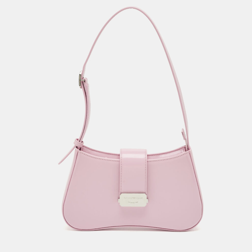 Giorgio Armani Pink Patent Leather Logo Flap Shoulder Bag Giorgio Armani Pink Patent Leather Logo Flap Shoulder Bag
