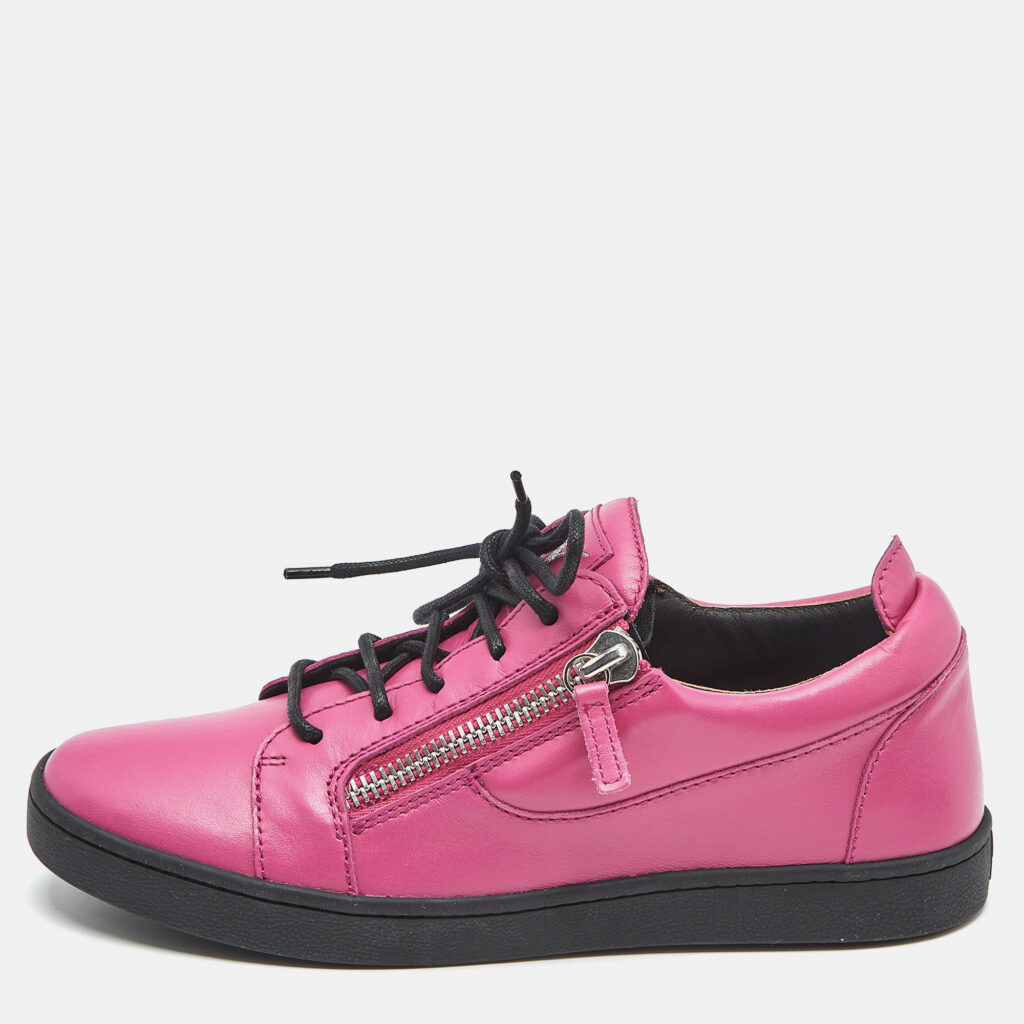 Giuseppe Zanotti Pink Leather Frankie Low Top Sneakers Size 39