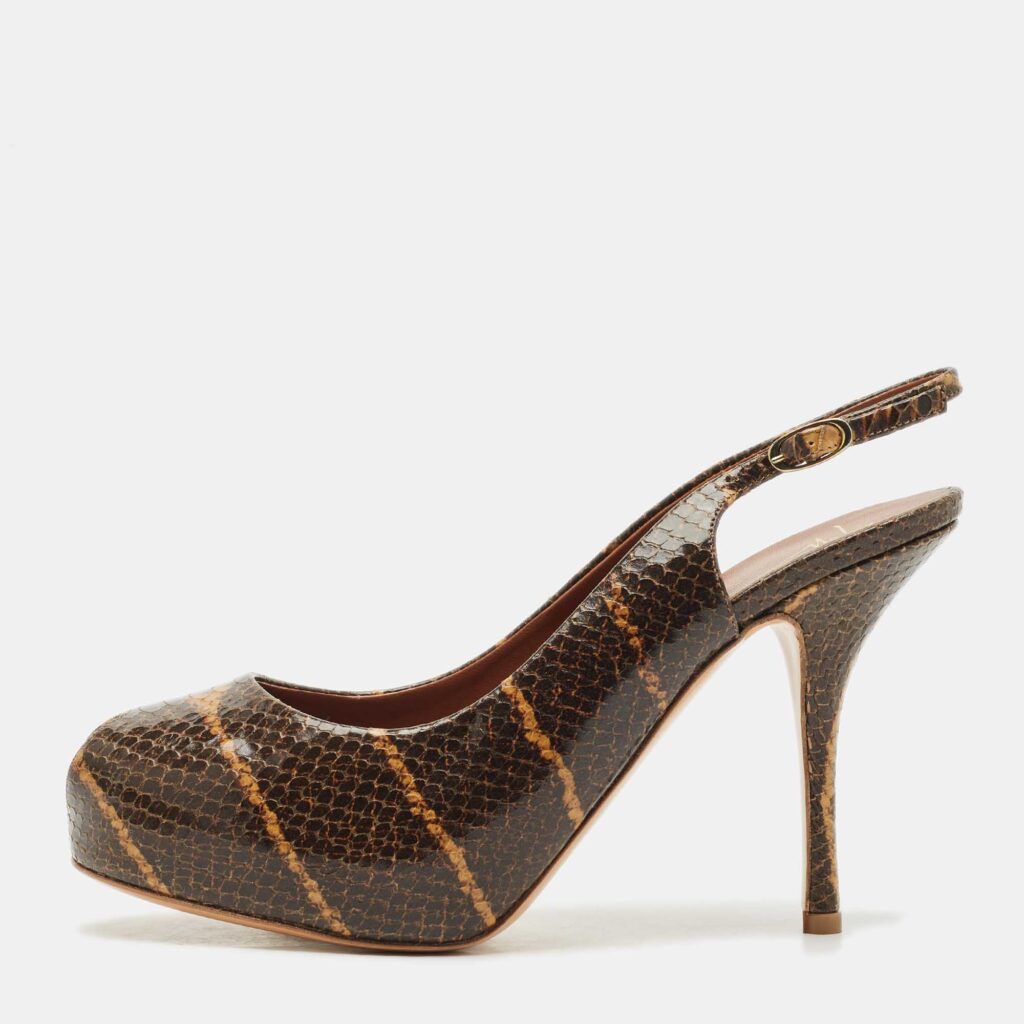 Giuseppe Zanotti Brown Python Embossed Leather Platform Sandals Size 41 Giuseppe Zanotti Brown Python Embossed Leather Platform Sandals Size 41