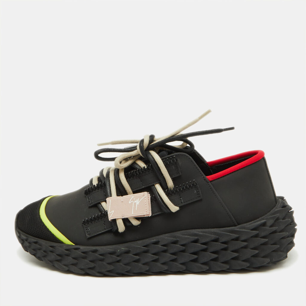 Giuseppe Zanotti Black Mesh and Rubber Urchin Sneakers Size 36