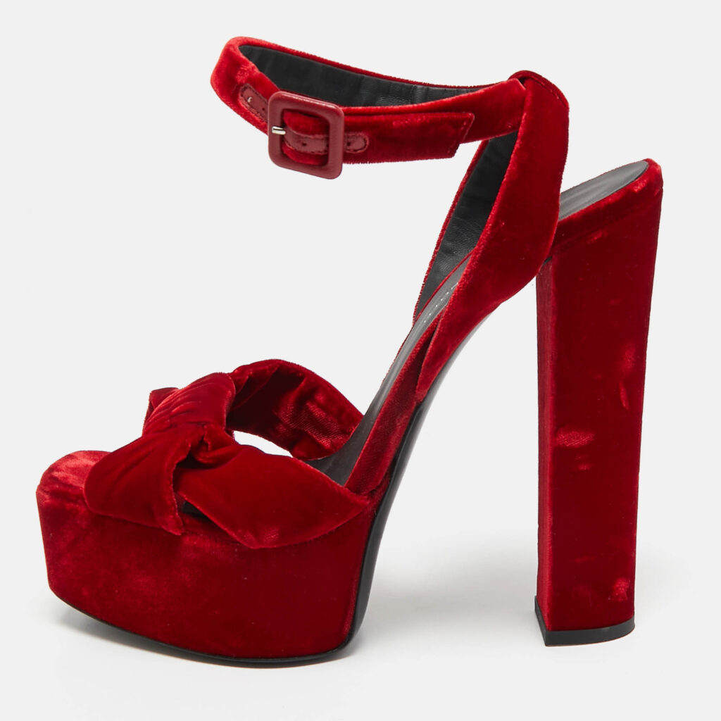 Giuseppe Zanotti Red Velvet Betty Platform Sandals Size 40