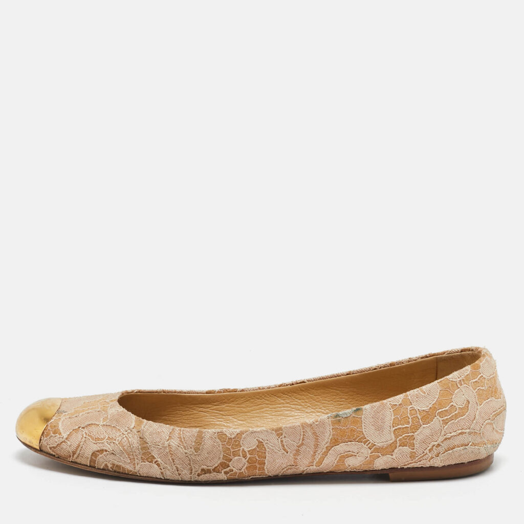 Giuseppe Zanotti Beige Lace Cap Toe Ballet Flats Size 37 Giuseppe Zanotti Beige Lace Cap Toe Ballet Flats Size 37