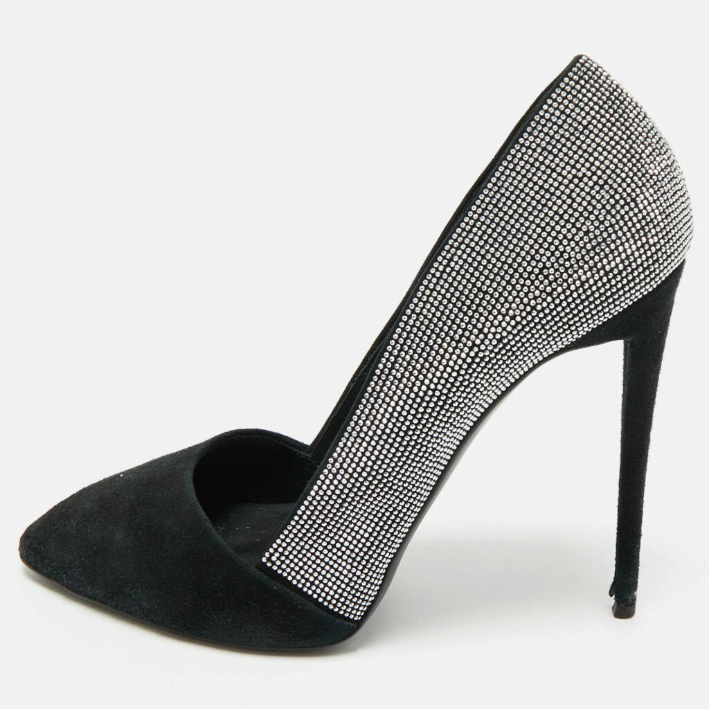 Giuseppe Zanotti Black Suede Crystal Embellished Pumps Size 39 Giuseppe Zanotti Black Suede Crystal Embellished Pumps Size 39