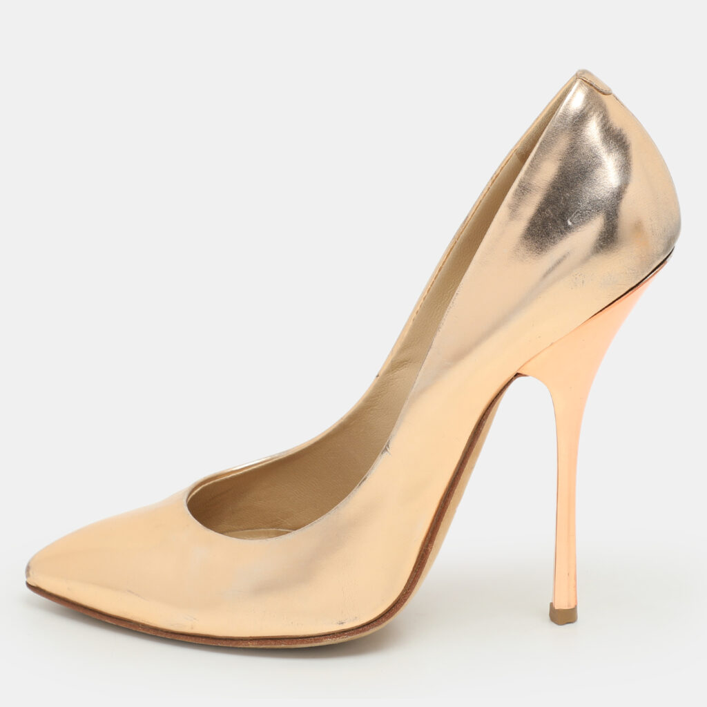Giuseppe Zanotti Rose Gold Metalic Leather Pumps Size 38