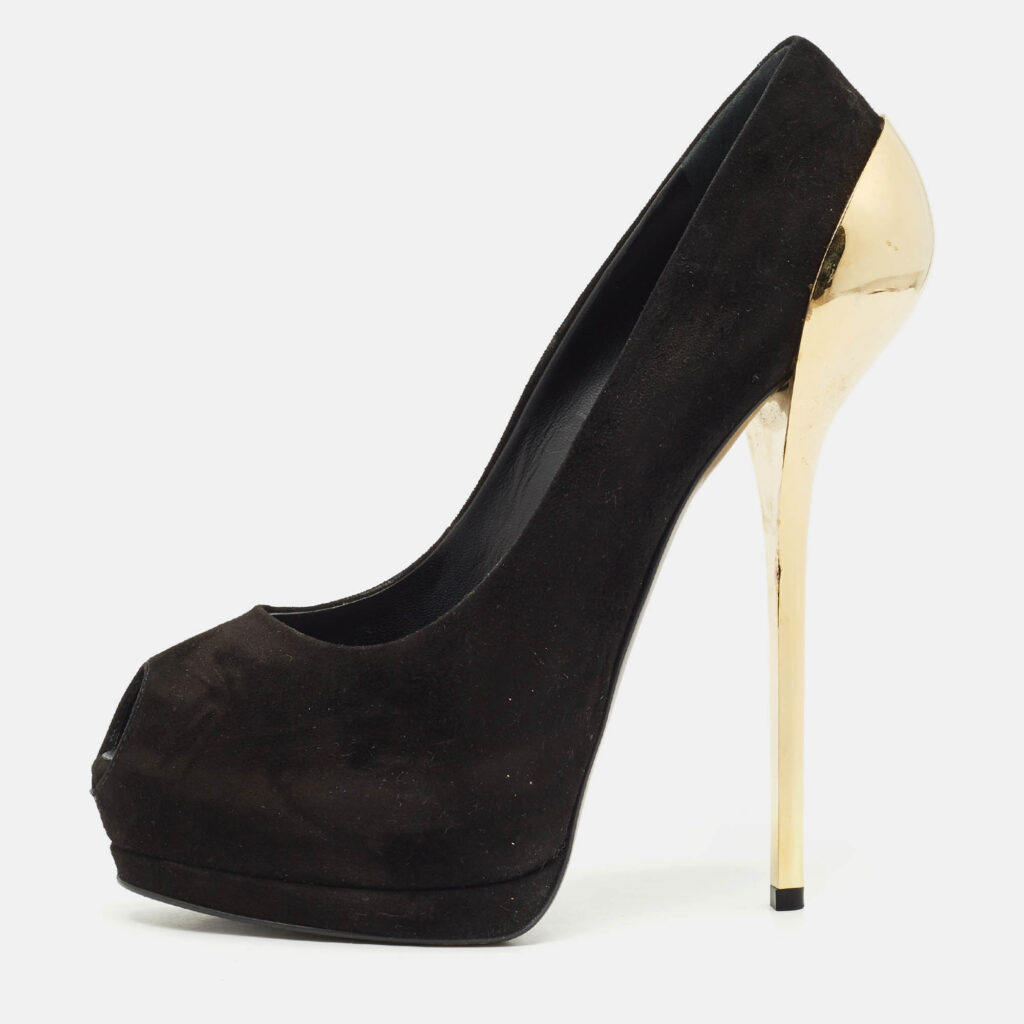 Giuseppe Zanotti Black Suede Peep Toe Platform Pumps Size 39 Giuseppe Zanotti Black Suede Peep Toe Platform Pumps Size 39
