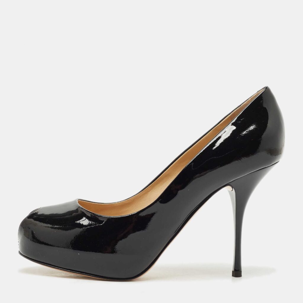 Giuseppe Zanotti Black Patent Leather Peep Toe Pumps Size 41 Giuseppe Zanotti Black Patent Leather Peep Toe Pumps Size 41