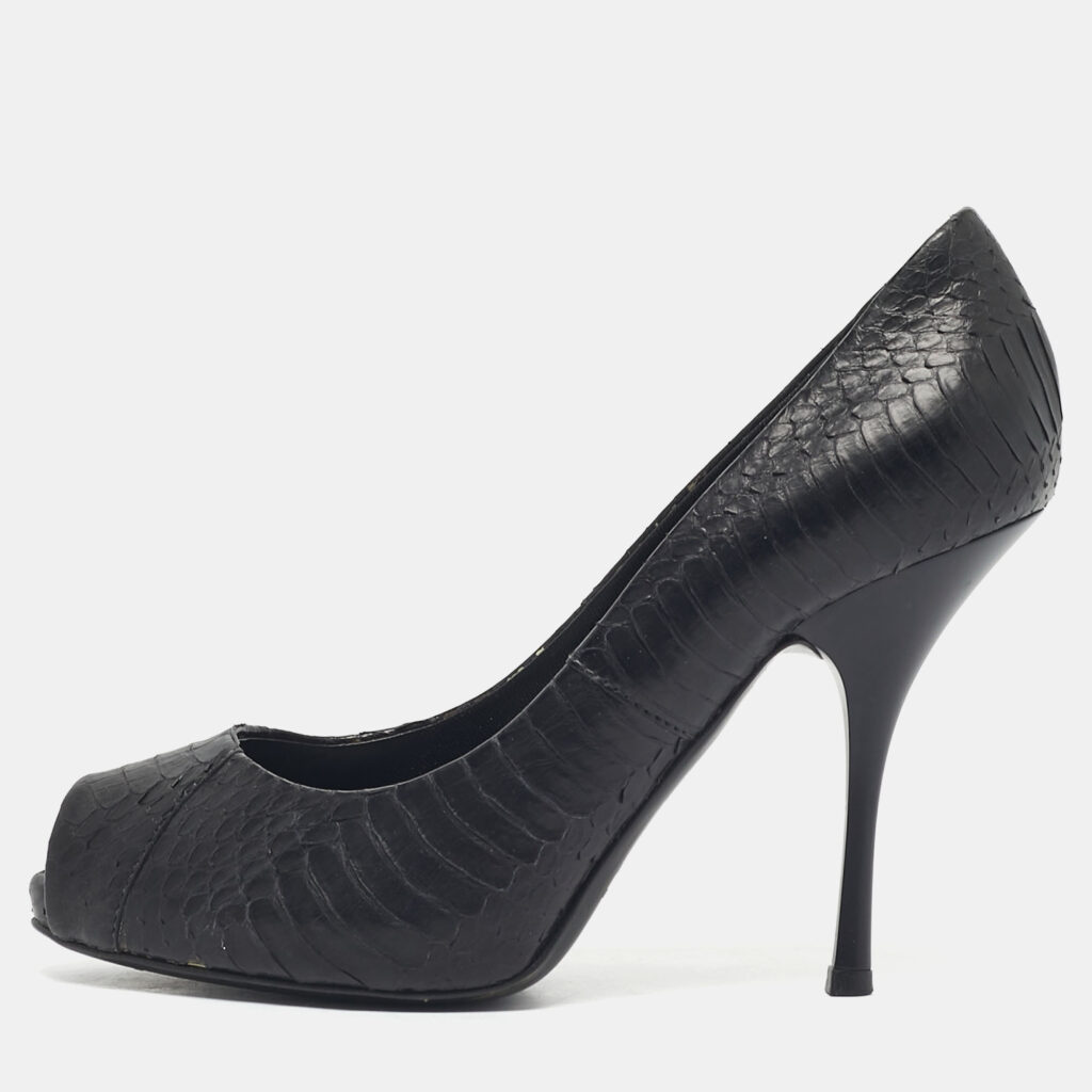 Giuseppe Zanotti Black Python Leather Platform Peep Toe Pumps Size 36 Giuseppe Zanotti Black Python Leather Platform Peep Toe Pumps Size 36