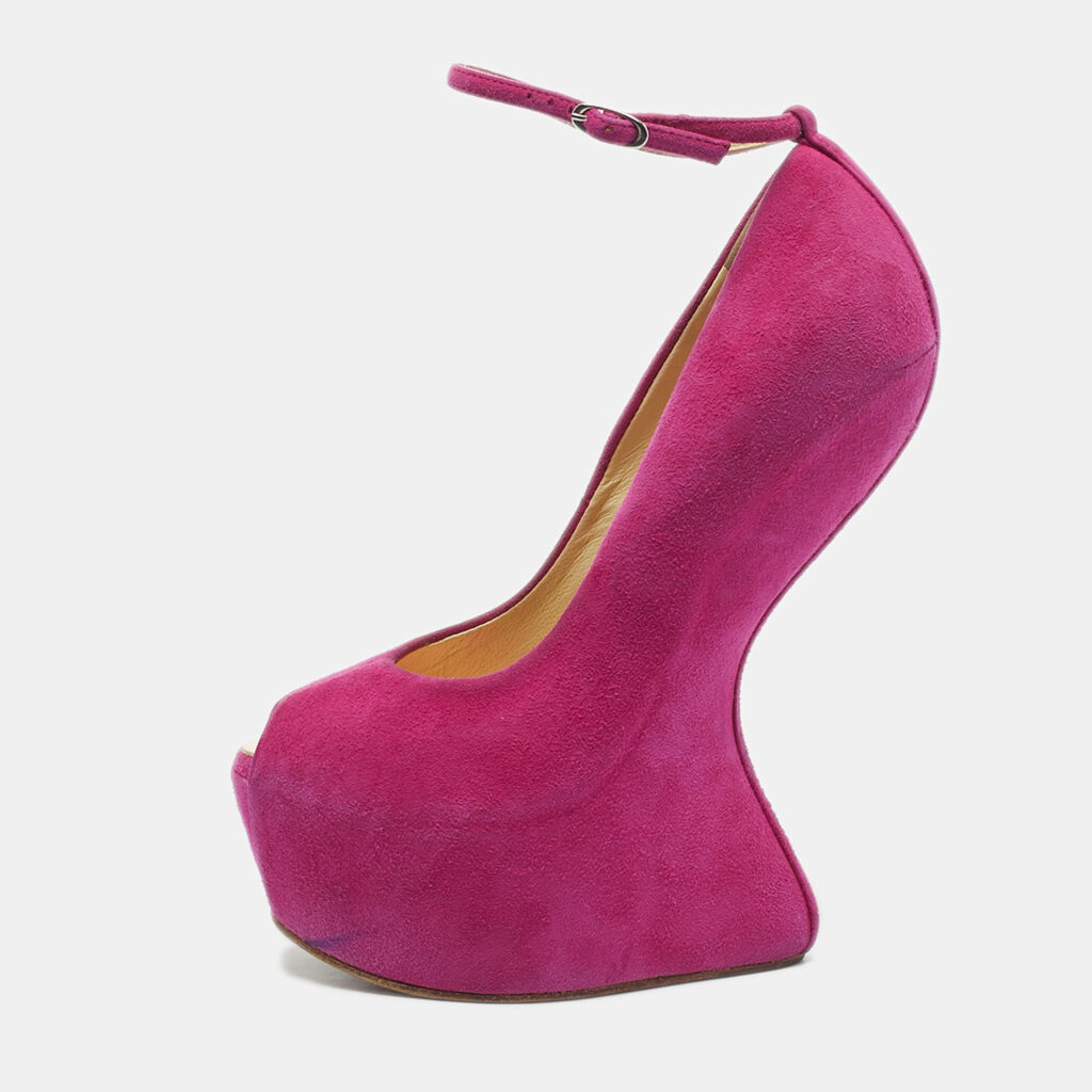 Giuseppe Zanotti Pink Suede Curve Jem Peep Toe Platform Pumps Size 35 Giuseppe Zanotti Pink Suede Curve Jem Peep Toe Platform Pumps Size 35