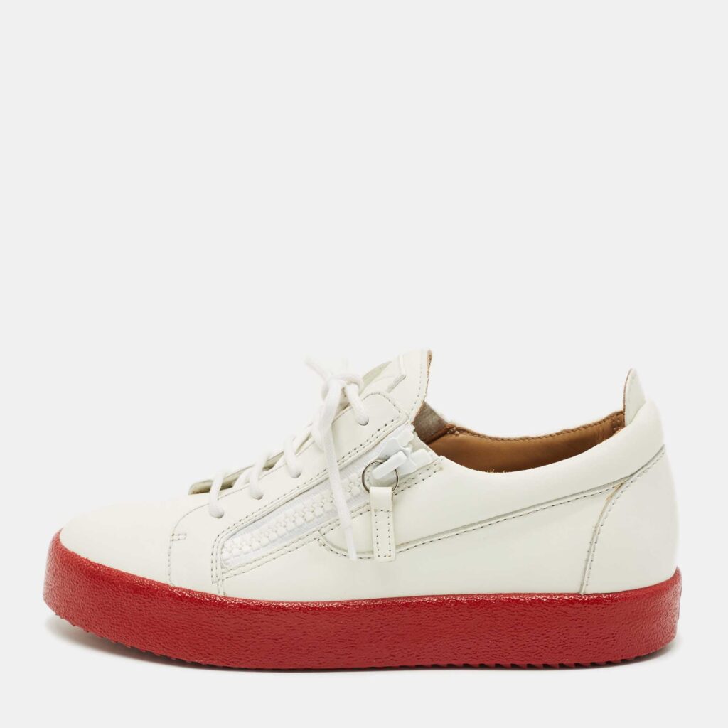 Giuseppe Zanotti White Leather Frankie Low Top Sneakers Size 38