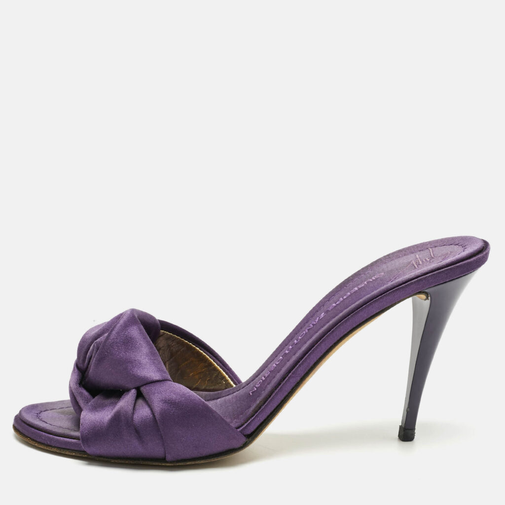 Giuseppe Zanotti Purple Satin knot Slide Sandals Size 38.5