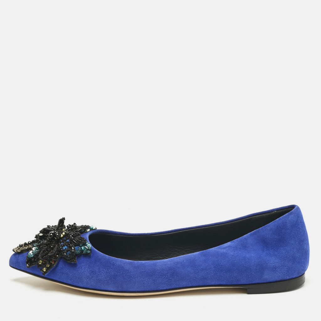 luxury-women-giuseppe-zanotti-used-shoes-p1217825-010-1.jpg Giuseppe Zanotti Blue Suede Crystal Embellished Ballet Flats Size 36