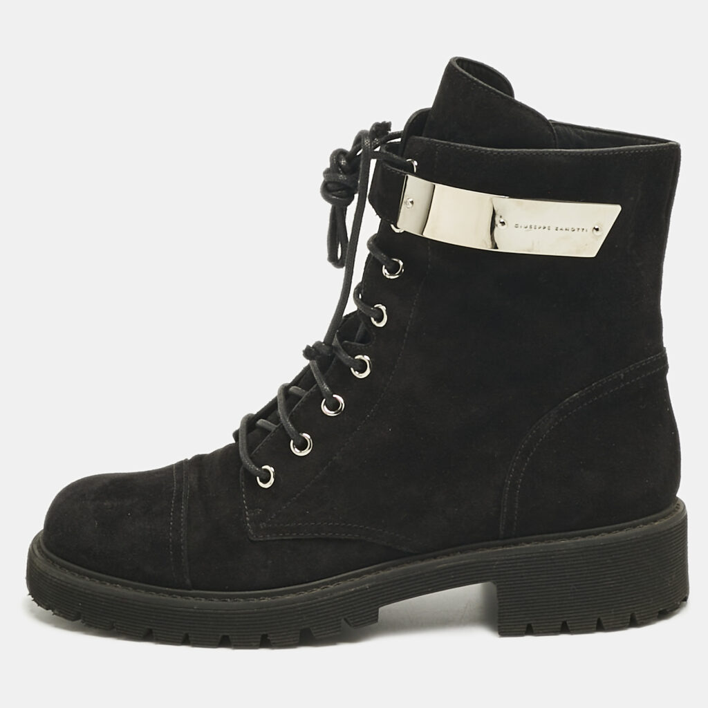 Giuseppe Zanotti Black Suede Kommando Combat Boots Size 40