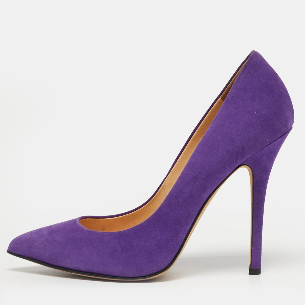 Giuseppe Zanotti Purple Suede Pointed Toe Pumps Size 38.5
