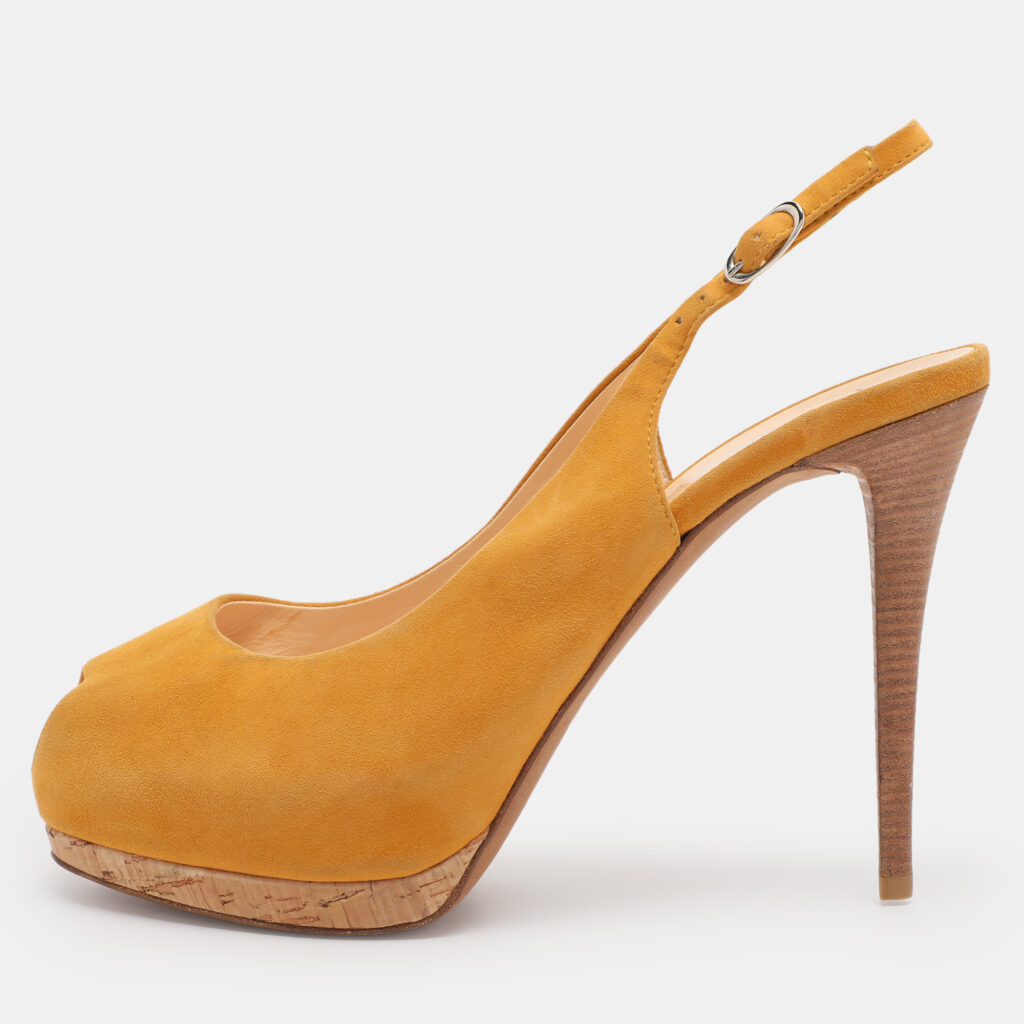 Giuseppe Zanotti Yellow Suede Slingback Platform Pumps Size 39.5 Giuseppe Zanotti Yellow Suede Slingback Platform Pumps Size 39.5