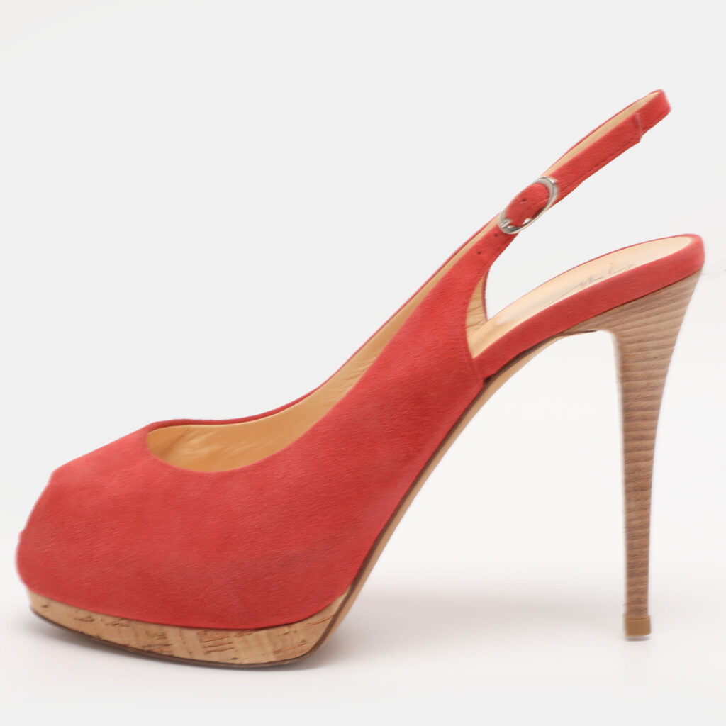Giuseppe Zanotti Red Suede Slingback Platform Pumps Size 40