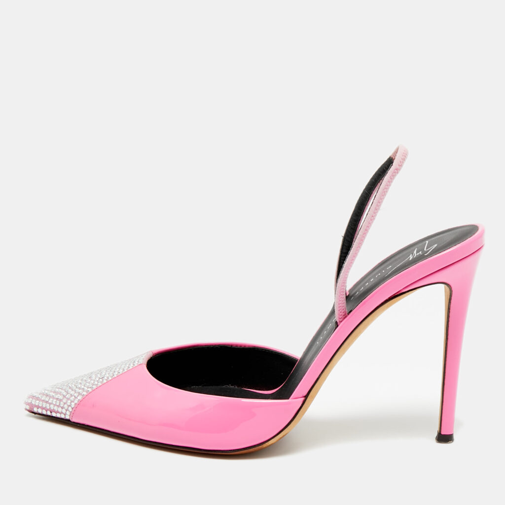 Giuseppe Zanotti Pink Patent Leather and Suede Henriette Strass Pumps Size 40 Giuseppe Zanotti Pink Patent Leather and Suede Henriette Strass Pumps Size 40