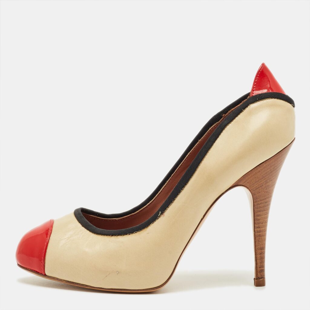 Giuseppe Zanotti Tricolor Leather and Patent Leather Cap Toe Pumps Size 38