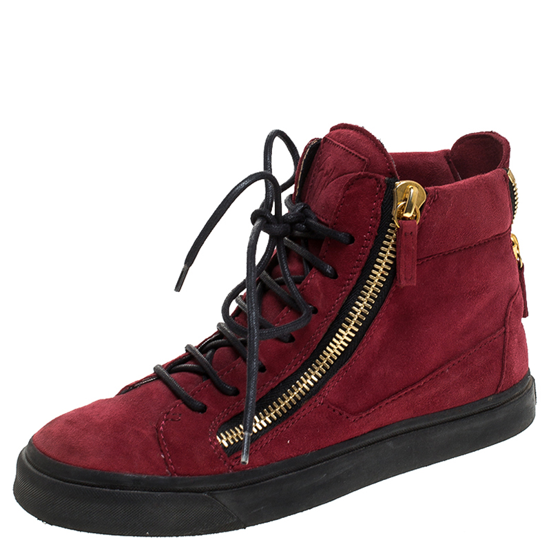 Giuseppe Zanotti Red Suede Mid Top Sneakers Size 36 Giuseppe Zanotti Red Suede Mid Top Sneakers Size 36