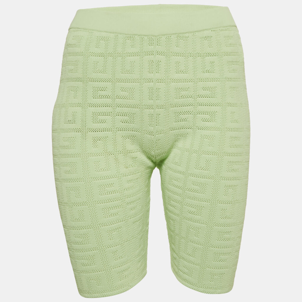 Givenchy Green Stretch Mesh Logo Biker Shorts M