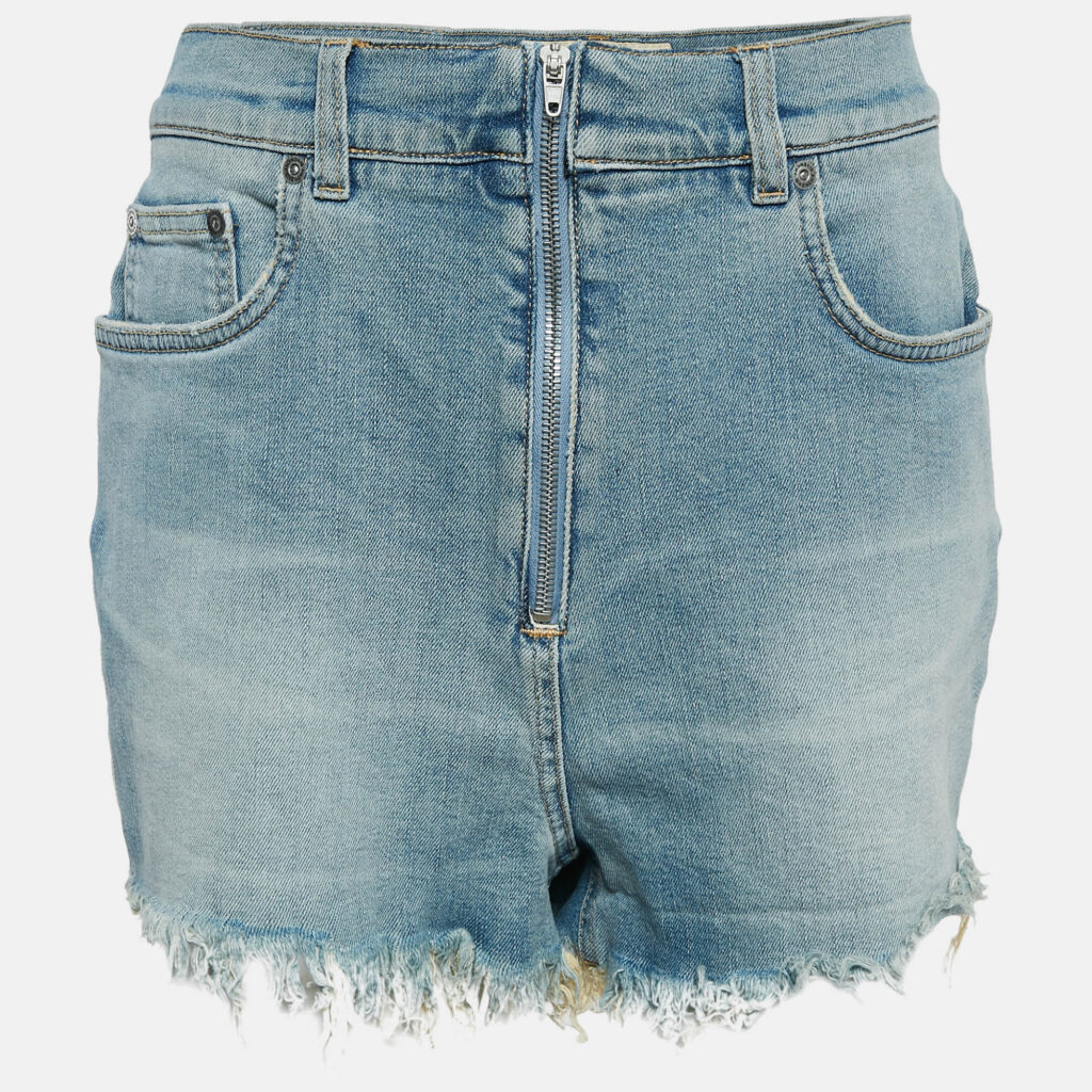 Givenchy Blue Washed Denim Raw Edge Detail Shorts L Givenchy Blue Washed Denim Raw Edge Detail Shorts L