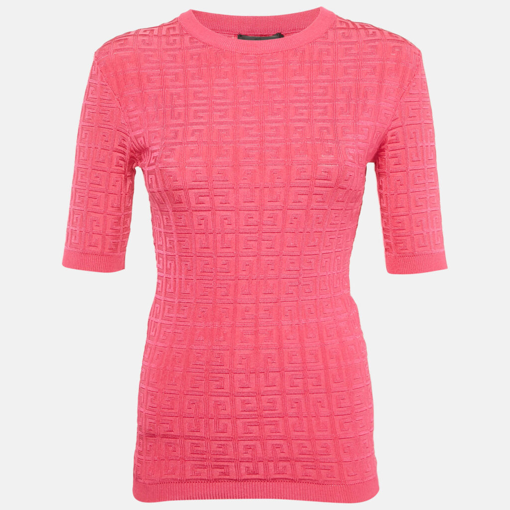 Givenchy Pink Monogram Jacquard Knit Crewneck Top S Givenchy Pink Monogram Jacquard Knit Crewneck Top S