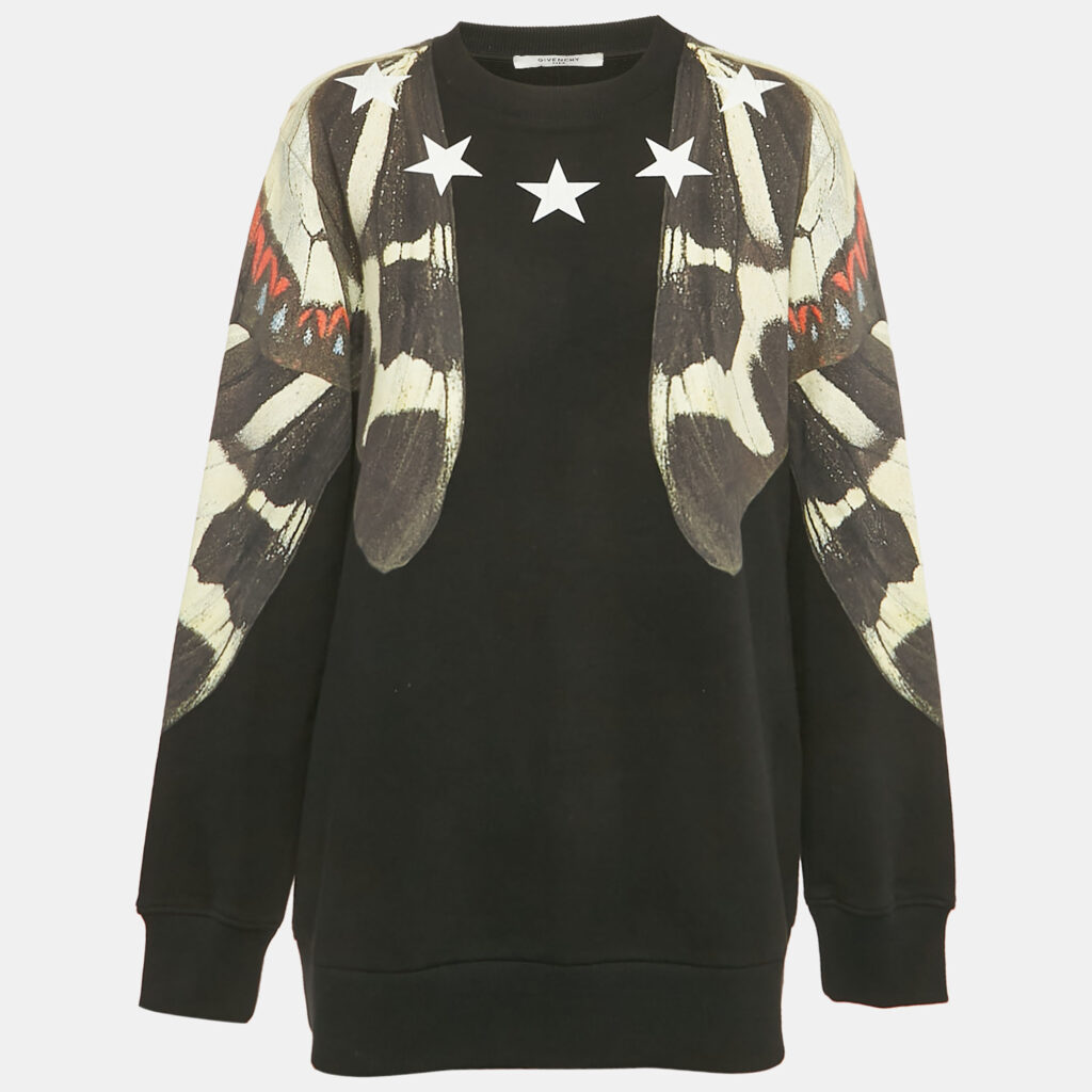 Givenchy Black Butterfly Print Cotton Sweatshirt M Givenchy Black Butterfly Print Cotton Sweatshirt M