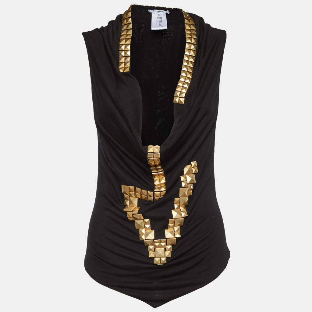 Givenchy Black Studded Jersey Top XS Givenchy Black Studded Jersey Top XS