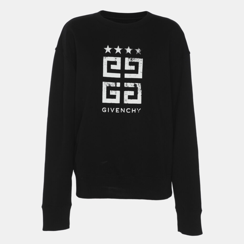 Givenchy Black Knit Logo Print Sweatshirt S Givenchy Black Knit Logo Print Sweatshirt S