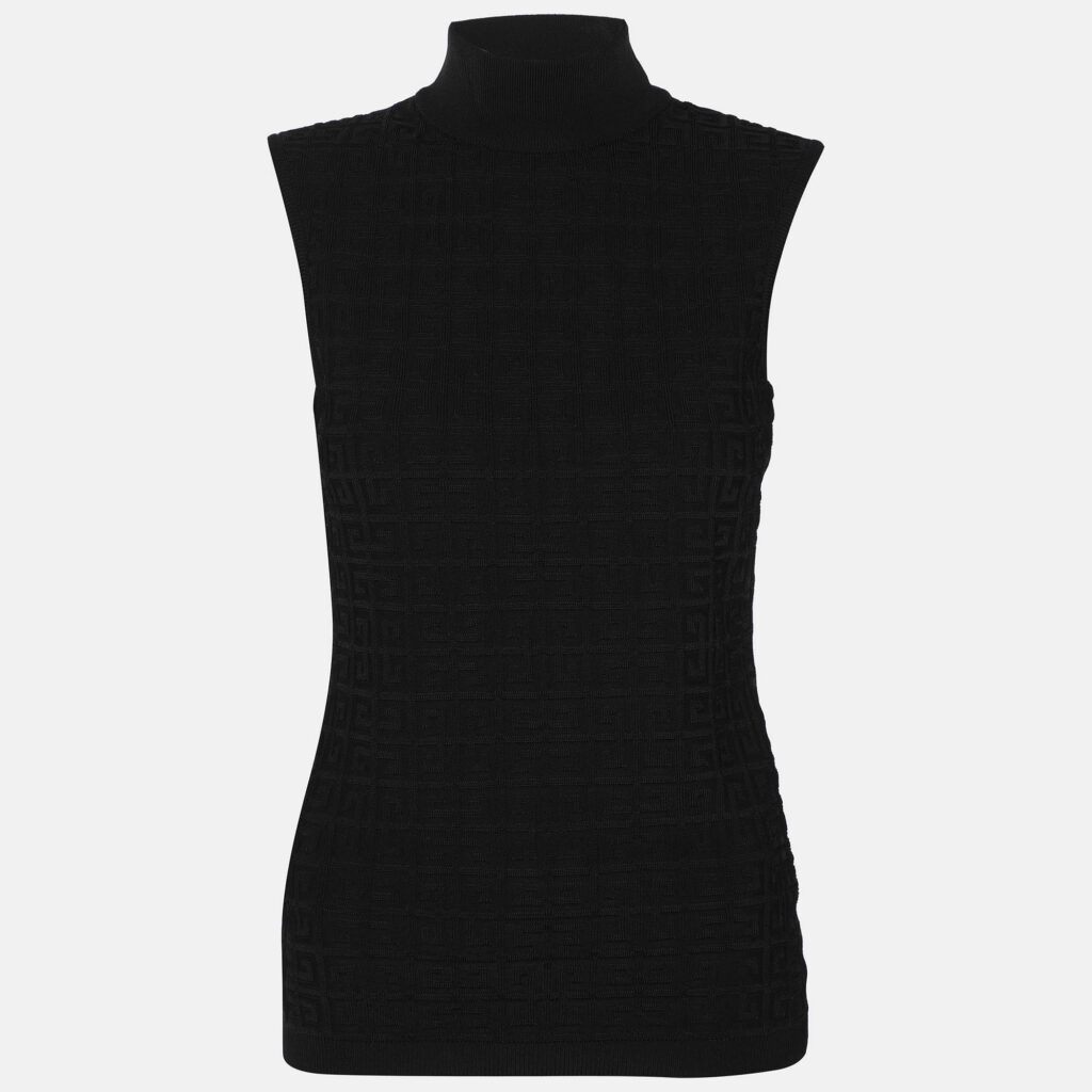 Givenchy Black Stretch Knit Monogram Sleeveless Tops XS Givenchy Black Stretch Knit Monogram Sleeveless Tops XS