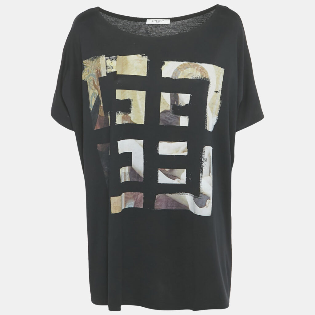 Givenchy Black Logo Print Cotton Oversized T-Shirt XS