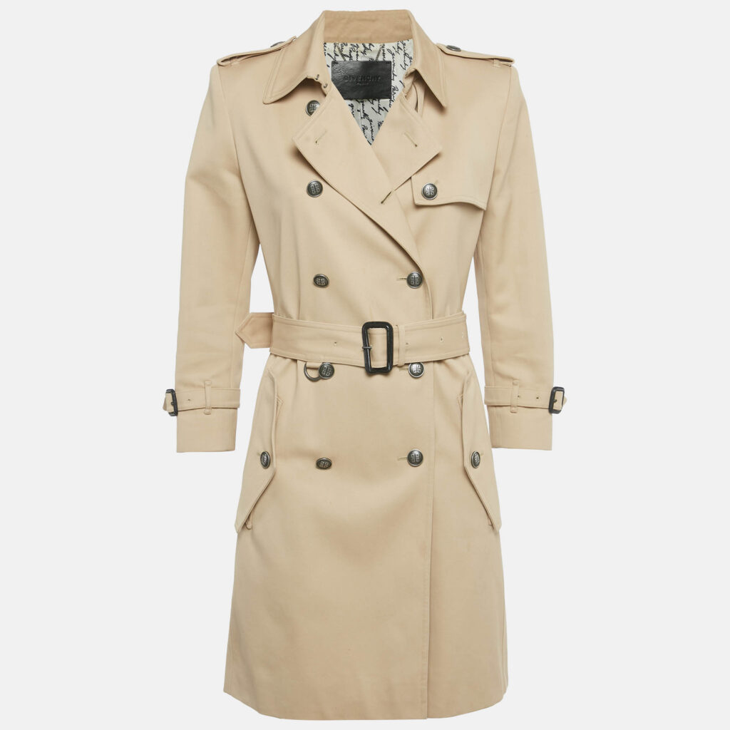 Givenchy Beige Cotton Gabardine Double Breasted Trench Coat S Givenchy Beige Cotton Gabardine Double Breasted Trench Coat S
