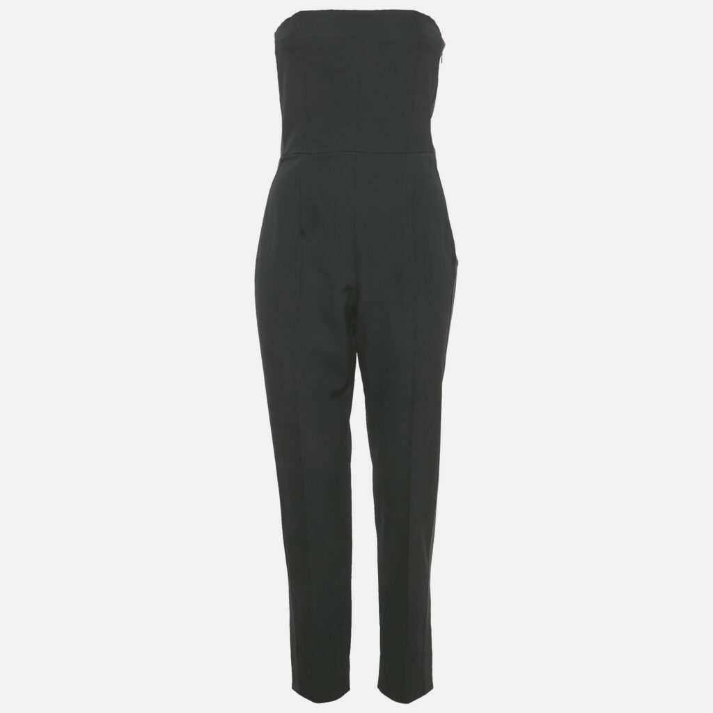 Givenchy Black Crepe Band Detail Strapless Jumpsuit M