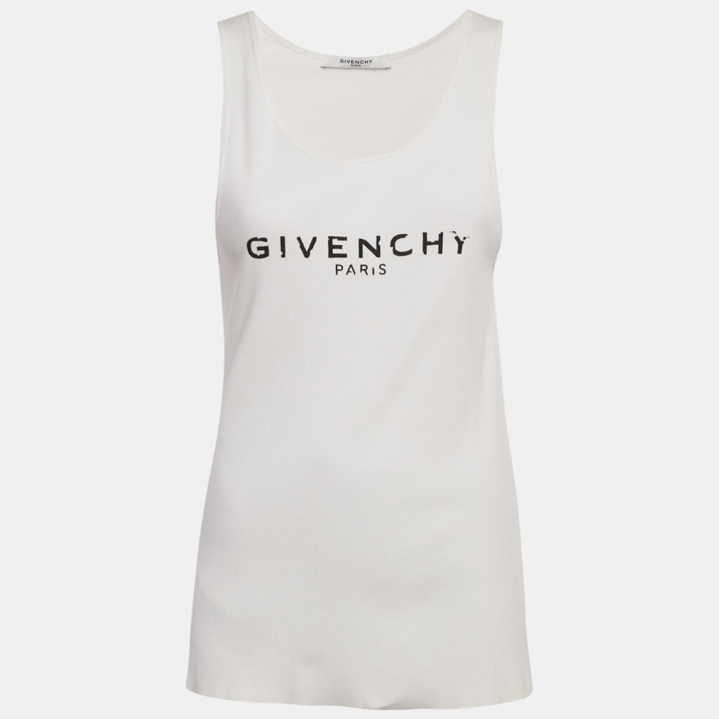 Givenchy White Printed Rib Knit Tank Top S Givenchy White Printed Rib Knit Tank Top S