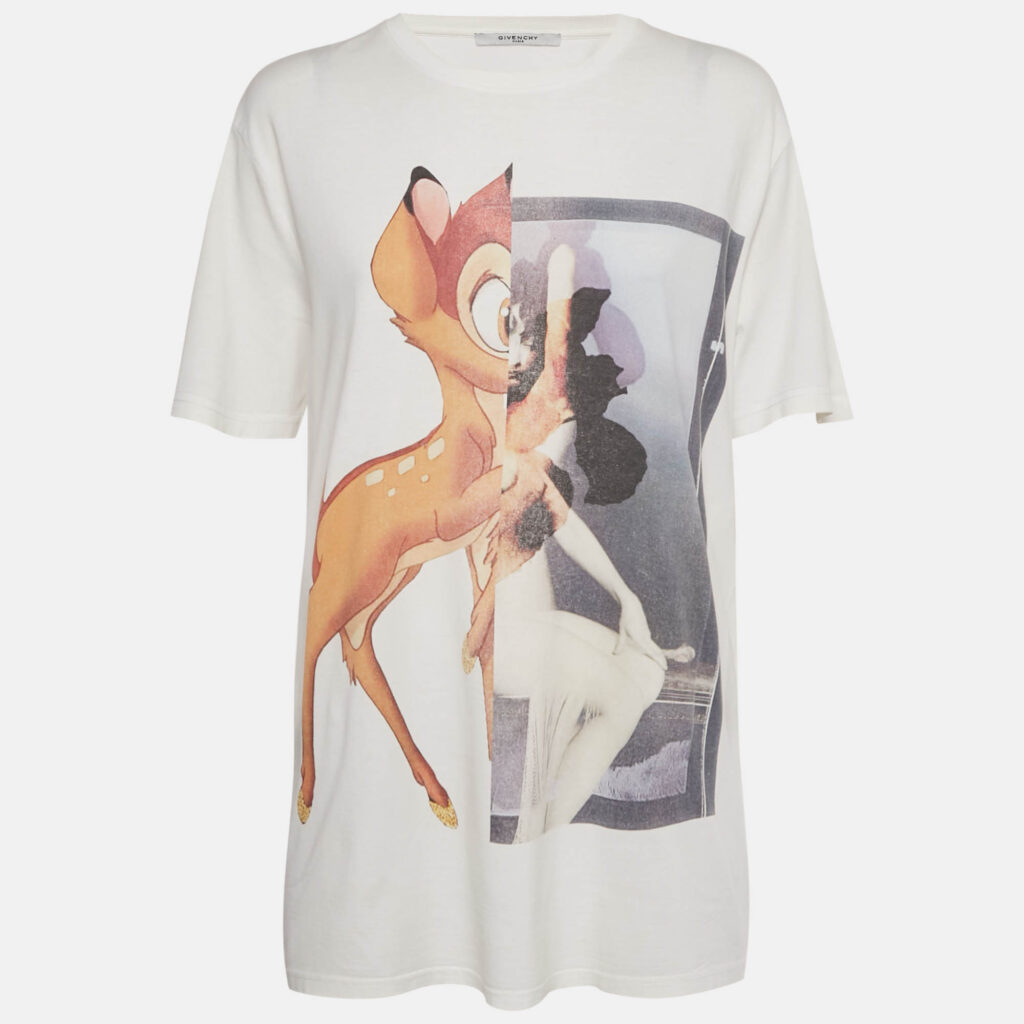 Givenchy White Bambi Print Jersey Crewneck T-Shirt XS Givenchy White Bambi Print Jersey Crewneck T-Shirt XS