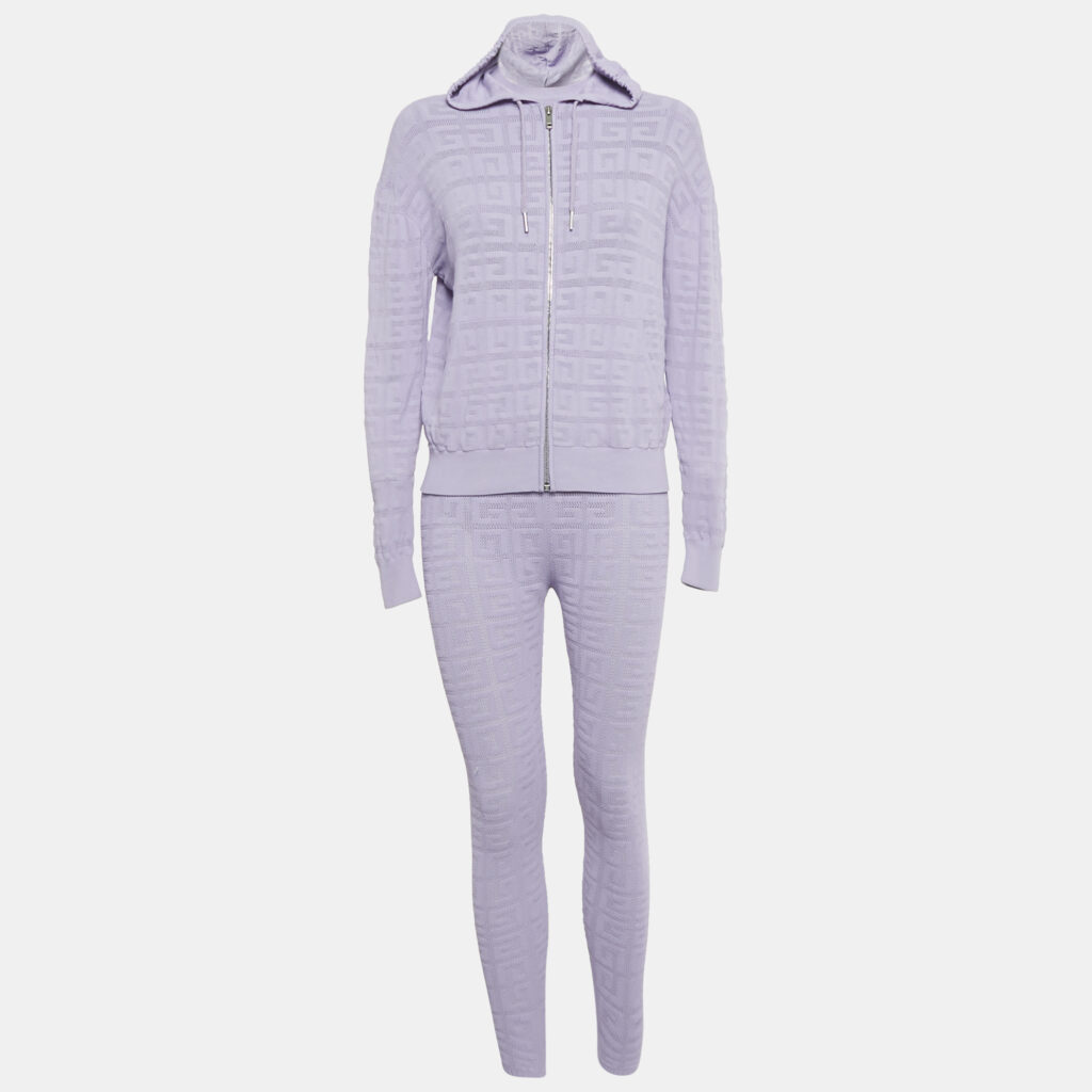 luxury-women-givenchy-used-clothes-p1247677-001.jpg Givenchy Lilac 4G Logo Knit 3 Piece Jogger Set XS/S
