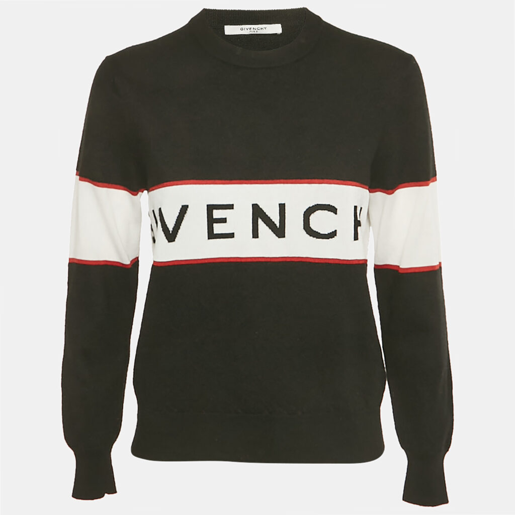 Givenchy Black Logo Intarsia Wool Jumper XL Givenchy Black Logo Intarsia Wool Jumper XL
