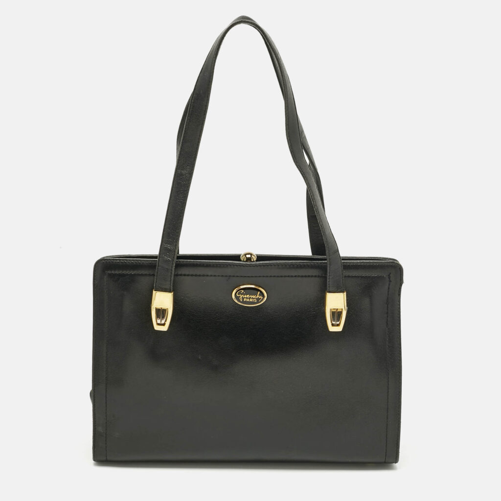Givenchy Black Leather Vintage Kisslock Tote Givenchy Black Leather Vintage Kisslock Tote