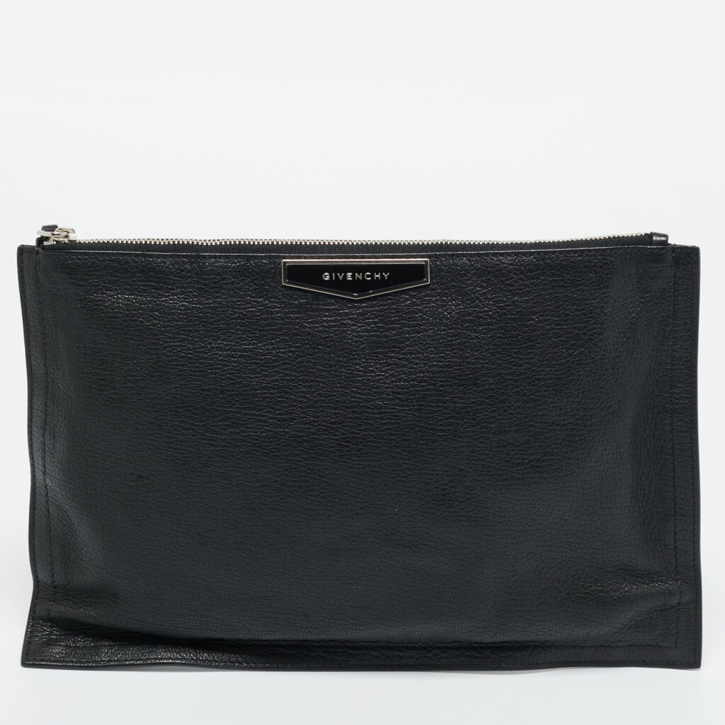 Givenchy Black Leather Antigona Flat Zip Clutch Givenchy Black Leather Antigona Flat Zip Clutch