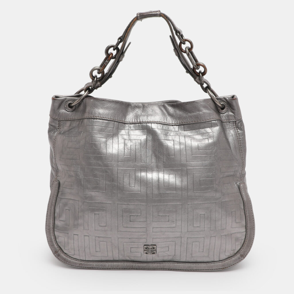 luxury-women-givenchy-used-handbags-p1220457-001-1.jpg Givenchy Silver Monogram Leather Hobo