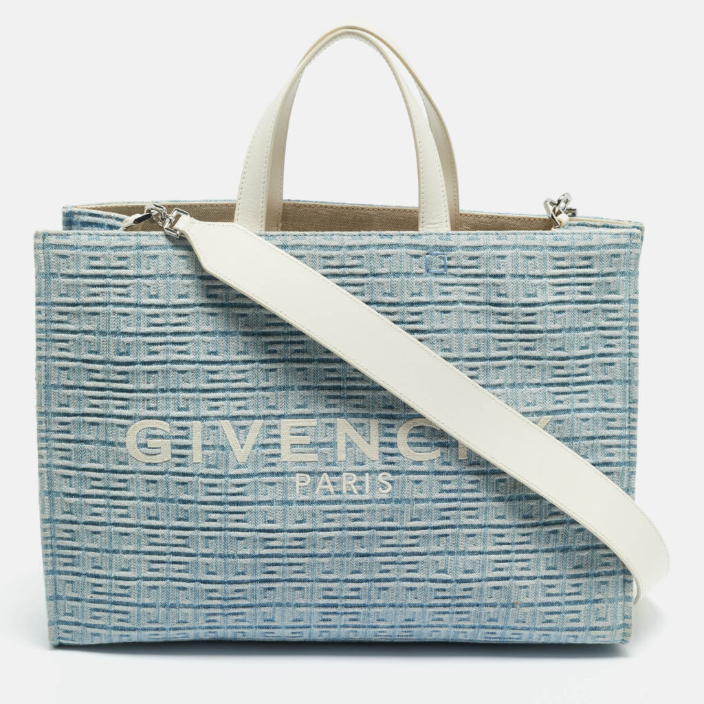 luxury-women-givenchy-used-handbags-p1223864-012-1.jpg Givenchy Blue/Cream 4G Denim and Leather Medium Tote