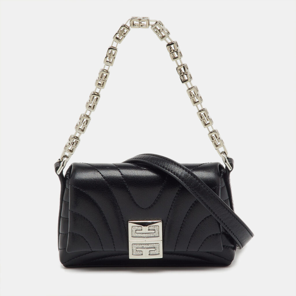 Givenchy Black Quilted Leather 4G Liquid Micro Shoulder Bag Givenchy Black Quilted Leather 4G Liquid Micro Shoulder Bag