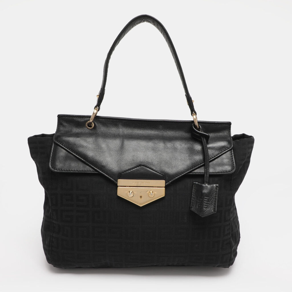Givenchy Black Monogram Canvas and Leather Top Handle Bag