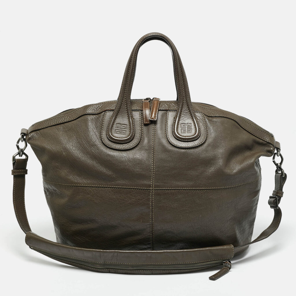 luxury-women-givenchy-used-handbags-p1237338-011-1.jpg Givenchy Olive Green Leather Large Nightingale Satchel
