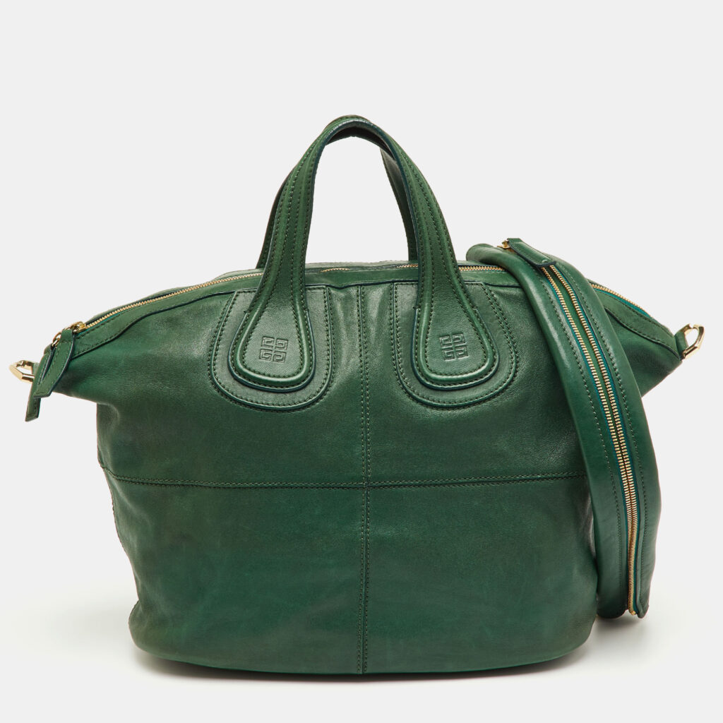 luxury-women-givenchy-used-handbags-p1245428-004.jpg Givenchy Green Leather Medium Nightingale Satchel