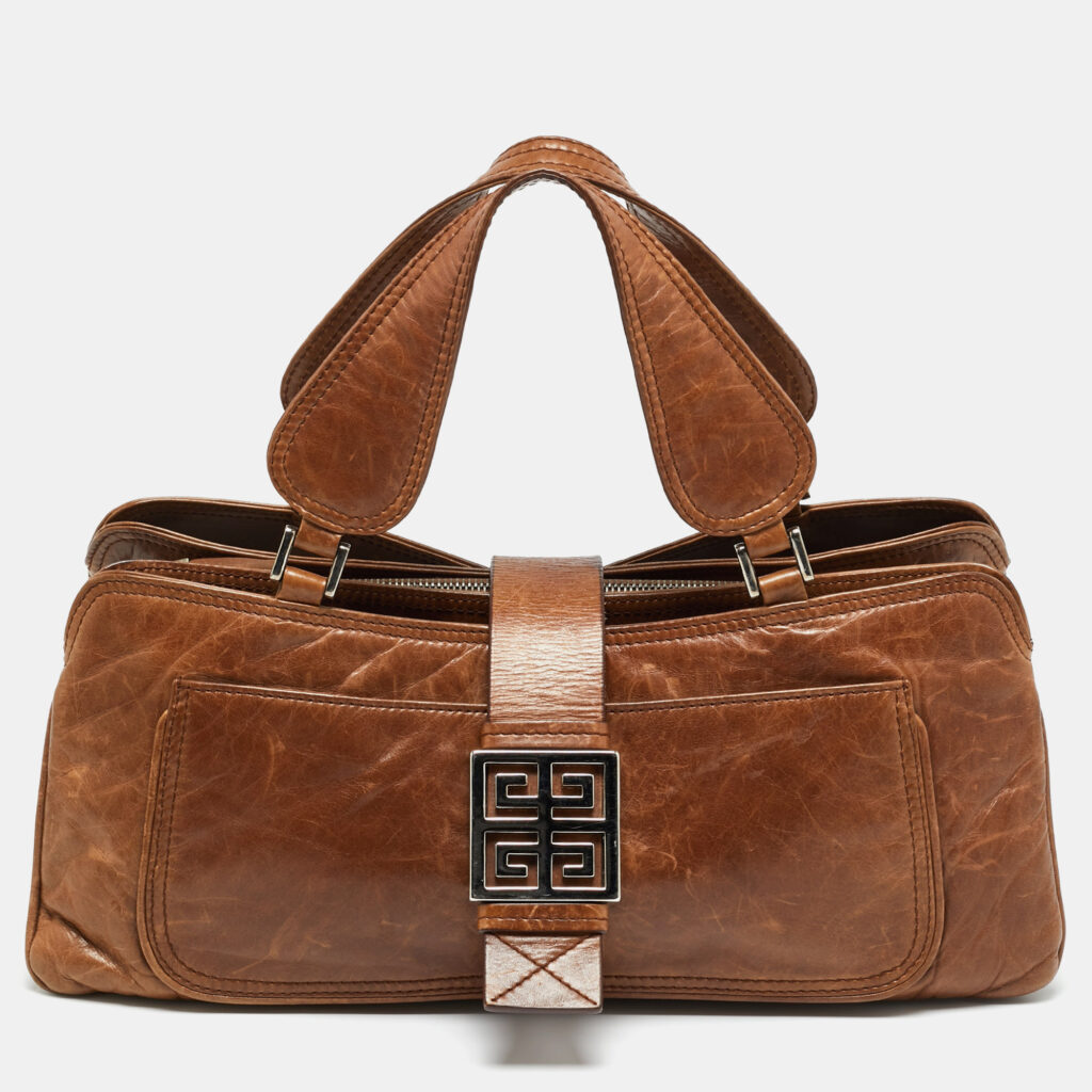 Givenchy Greca Flap Brown Leather Tote Givenchy Greca Flap Brown Leather Tote