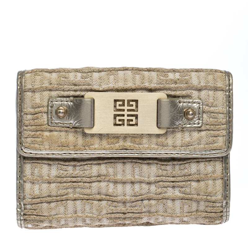 Givenchy Ivory Fabric Flap Compact Wallet Givenchy Ivory Fabric Flap Compact Wallet