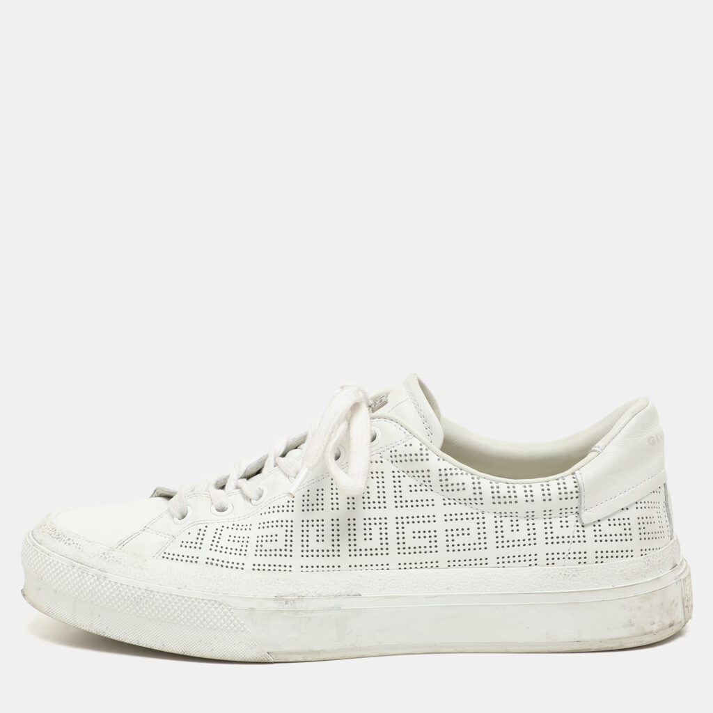 Givenchy White Perforated Signature Leather Low Top Sneakers Size 40 Givenchy White Perforated Signature Leather Low Top Sneakers Size 40