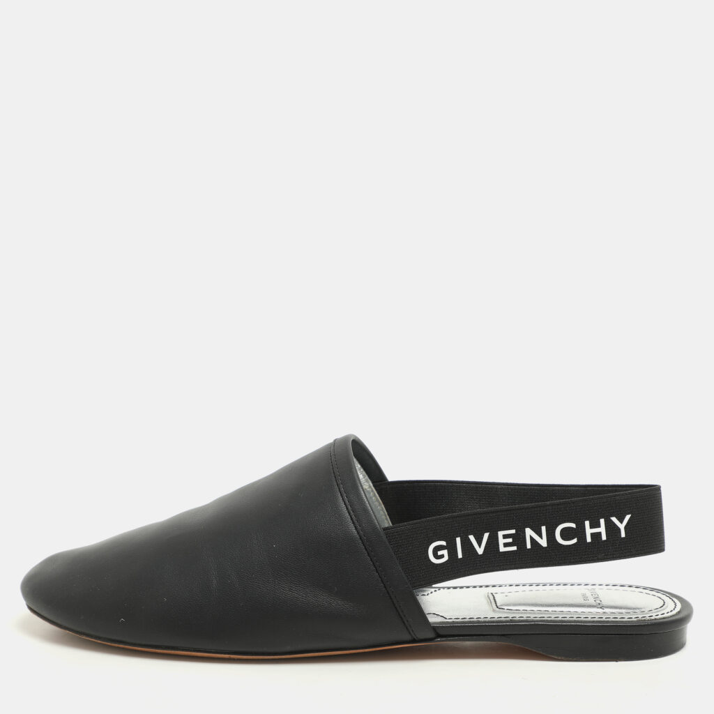Givenchy Black Leather and Elastic Rivington Slingback Flats Size 37.5 Givenchy Black Leather and Elastic Rivington Slingback Flats Size 37.5
