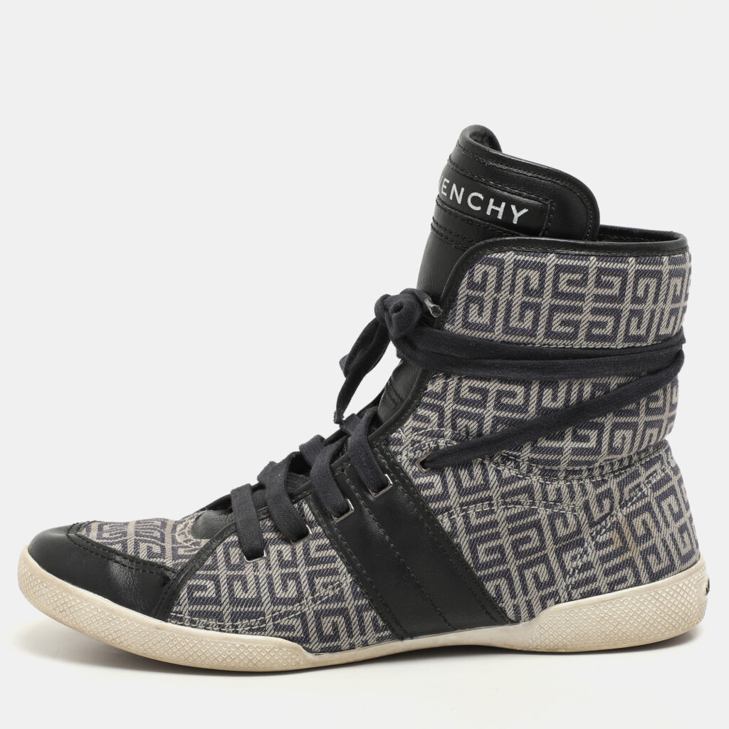 Givenchy Blue Canvas Logo High Top Sneakers Size 40 Givenchy Blue Canvas Logo High Top Sneakers Size 40