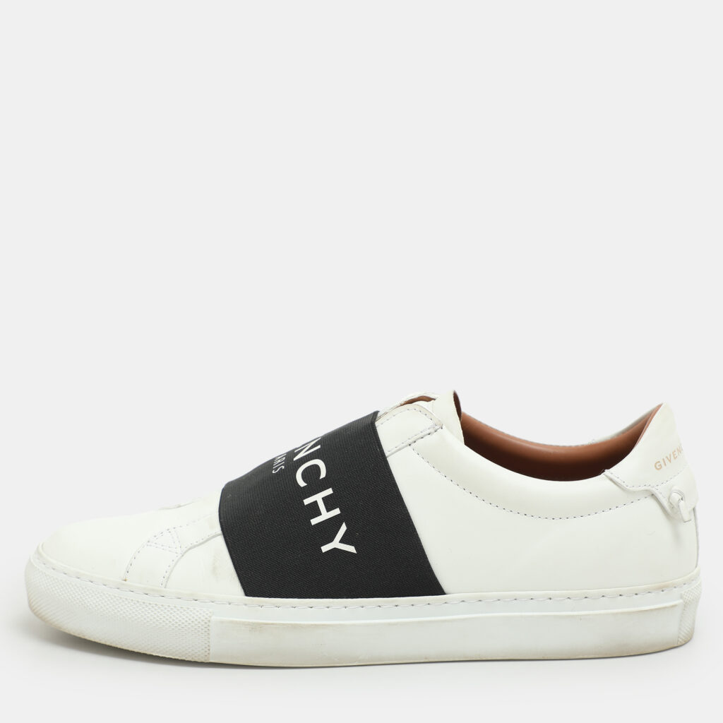 Givenchy White/Black Leather Urban Street Logo Slip On Sneakers Size 38 Givenchy White/Black Leather Urban Street Logo Slip On Sneakers Size 38
